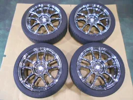 WORK EMOTION CR Kai クローム 17インチ ホイール バリ山 タイヤ付き 4本セット 7.0J +42 100-4H 205/45R17 ワーク エモーション 4穴