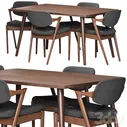 Dining Set 02 - Kai Kristiansen - Стол + стул - 3D модель