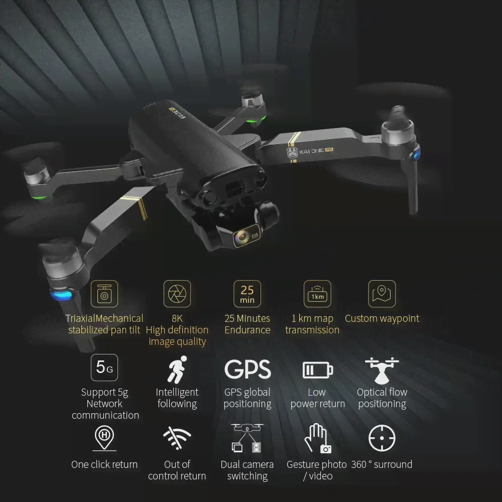 Best Kai One Pro GPS Drone 8K 3 Axis Gimbal Professional Camera 5G WIFI FPV Dron 1.2KM Flight Brushless Motor Quadcopter (art.: 3920bbae52015)-4