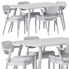 Dining Set 02 - Kai Kristiansen - Стол + стул - 3D модель