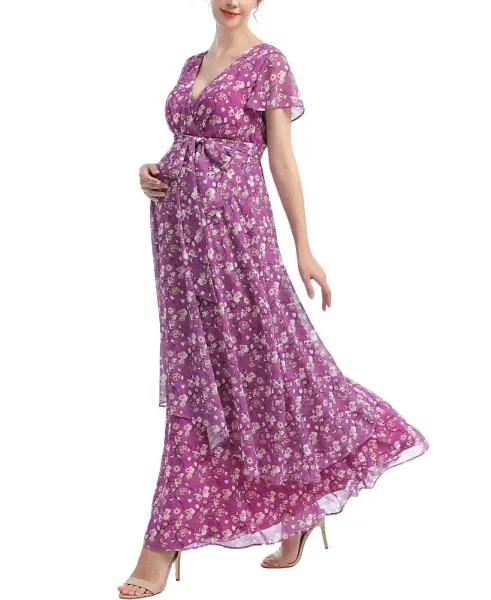 Платье для беременных от kimi + kai "Faux Wrap Chiffon Maxi Dress"-0
