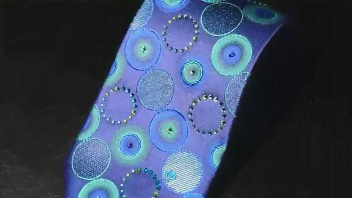Silk Neck Tie Turquoise Geometric Circles On Blue With Rhinestones