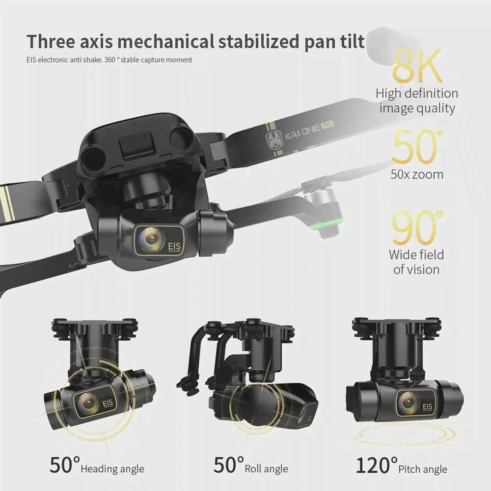 Best Kai One Pro GPS Drone 8K 3 Axis Gimbal Professional Camera 5G WIFI FPV Dron 1.2KM Flight Brushless Motor Quadcopter (art.: 3920bbae52015)-0