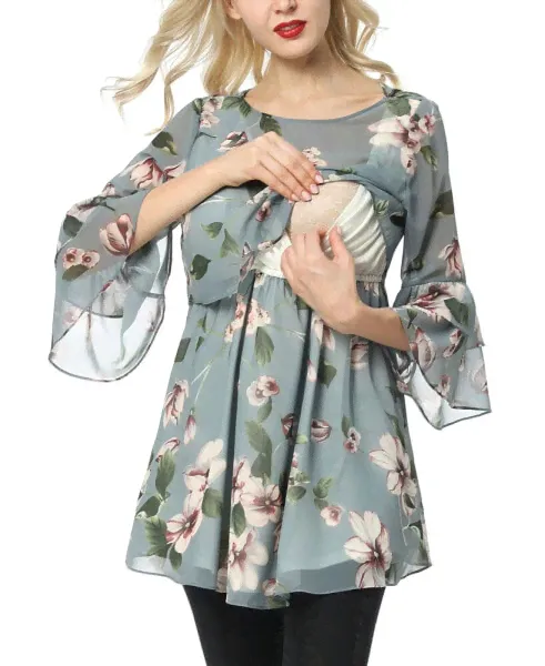 Блузка для кормления из шифона с цветочным принтом kimi + kai Maternity-0