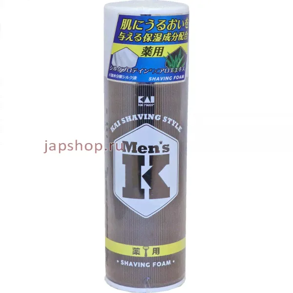 KAI Men’s K Shaving Style Пена для бритья от порезов с протеинами шёлка и Алоэ, 220 гр (4901331001352)-0