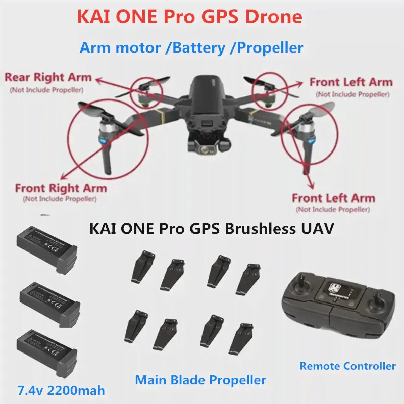 Запчасти для радиоуправляемого дрона KAI ONE Pro GPS бесщеточный 8K 7,4 в 2200 мАч аккумулятор рычаг пропеллера мотор KA1 Kai one Аксессуары KAI 1 лопасти (art.: 3920b808455a3)-0