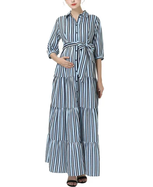 Платье для беременных Kimi + Kai vào Button Front Nursing Maxi Shirt Dress-0