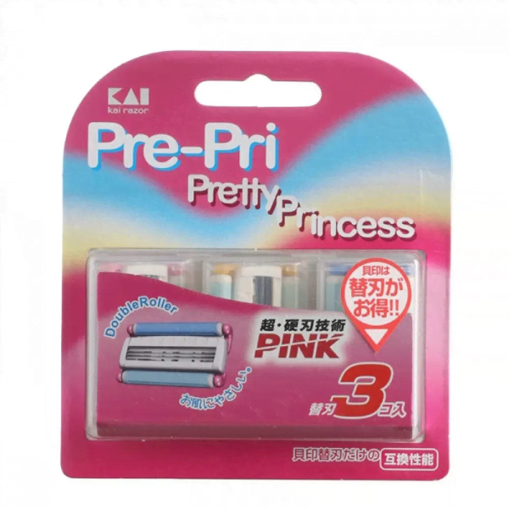 KAI Pretty Princes Сменные лезвия для женской безопасной бритвы - 3 лезвия