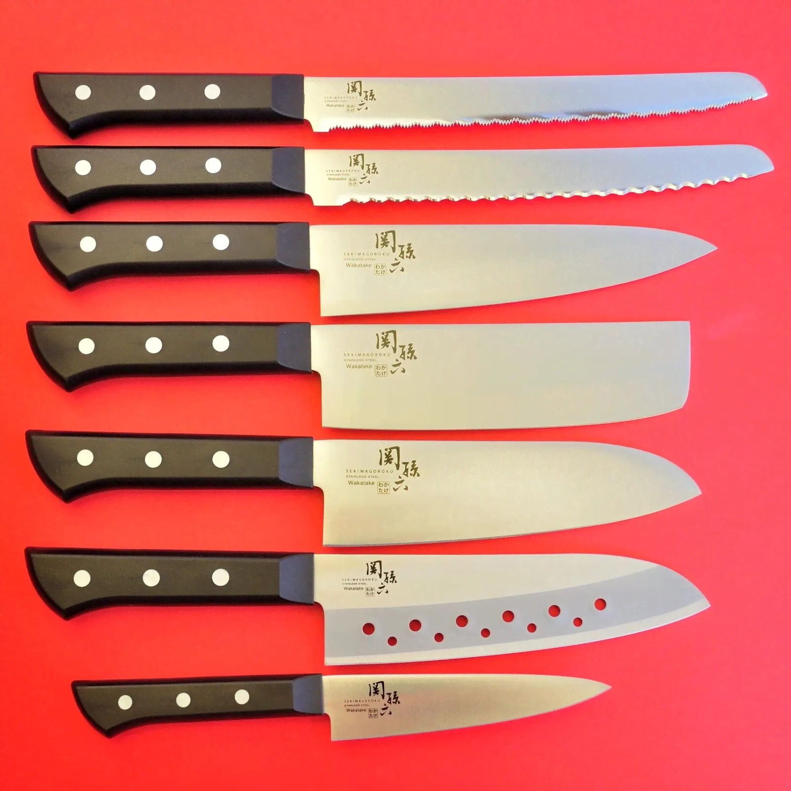 Japan KAI kitchen chef knife nakiri santoku small petit Seki Magoroku WAKATAKE-0